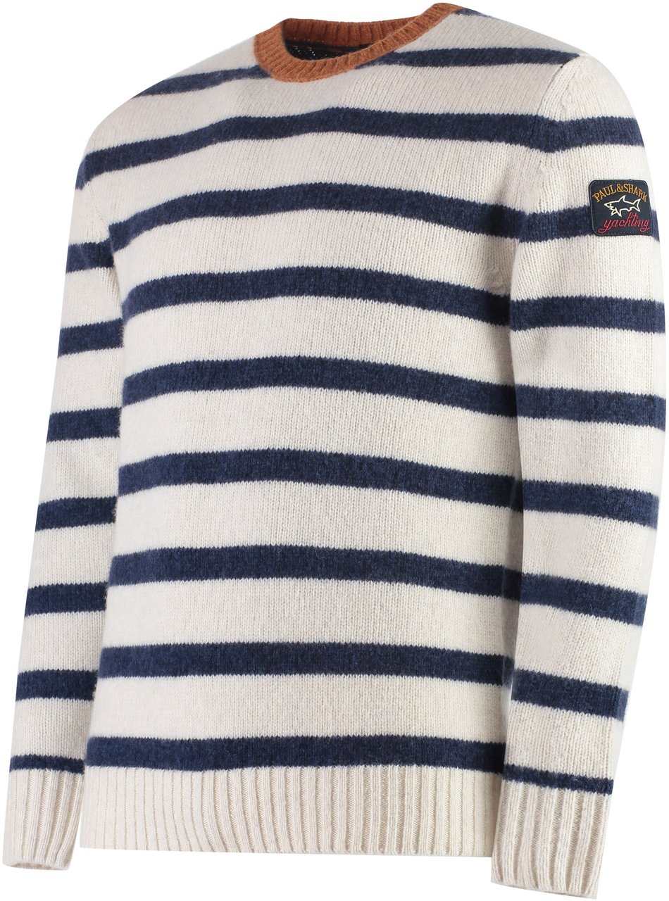 Paul & Shark Wool-blend crew-neck sweater Wit
