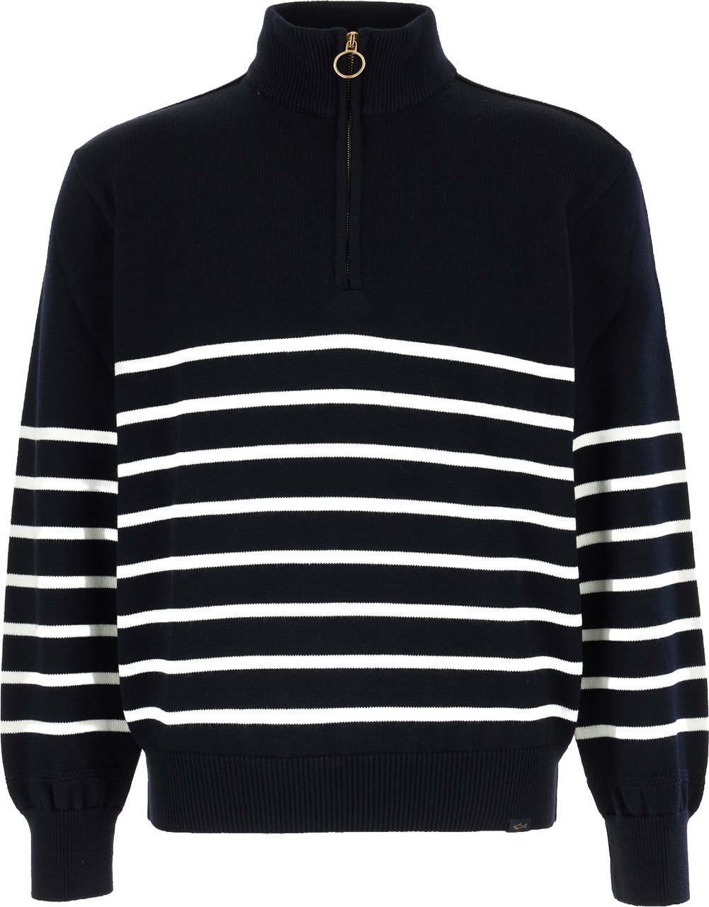 Paul & Shark Two-tone wool and acrylic sweater Blauw