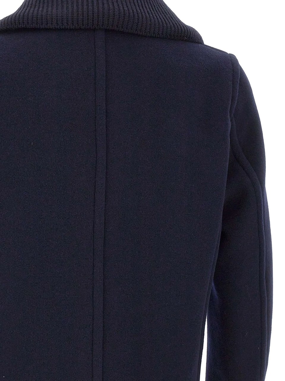 Paul & Shark Double-Breasted Wool Peacoat With Structured Silhouette Blauw