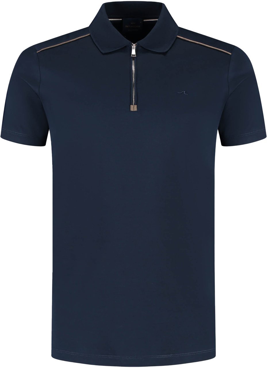 Paul & Shark Men's Knitted Cotton Zipped Polo Shirt Blauw