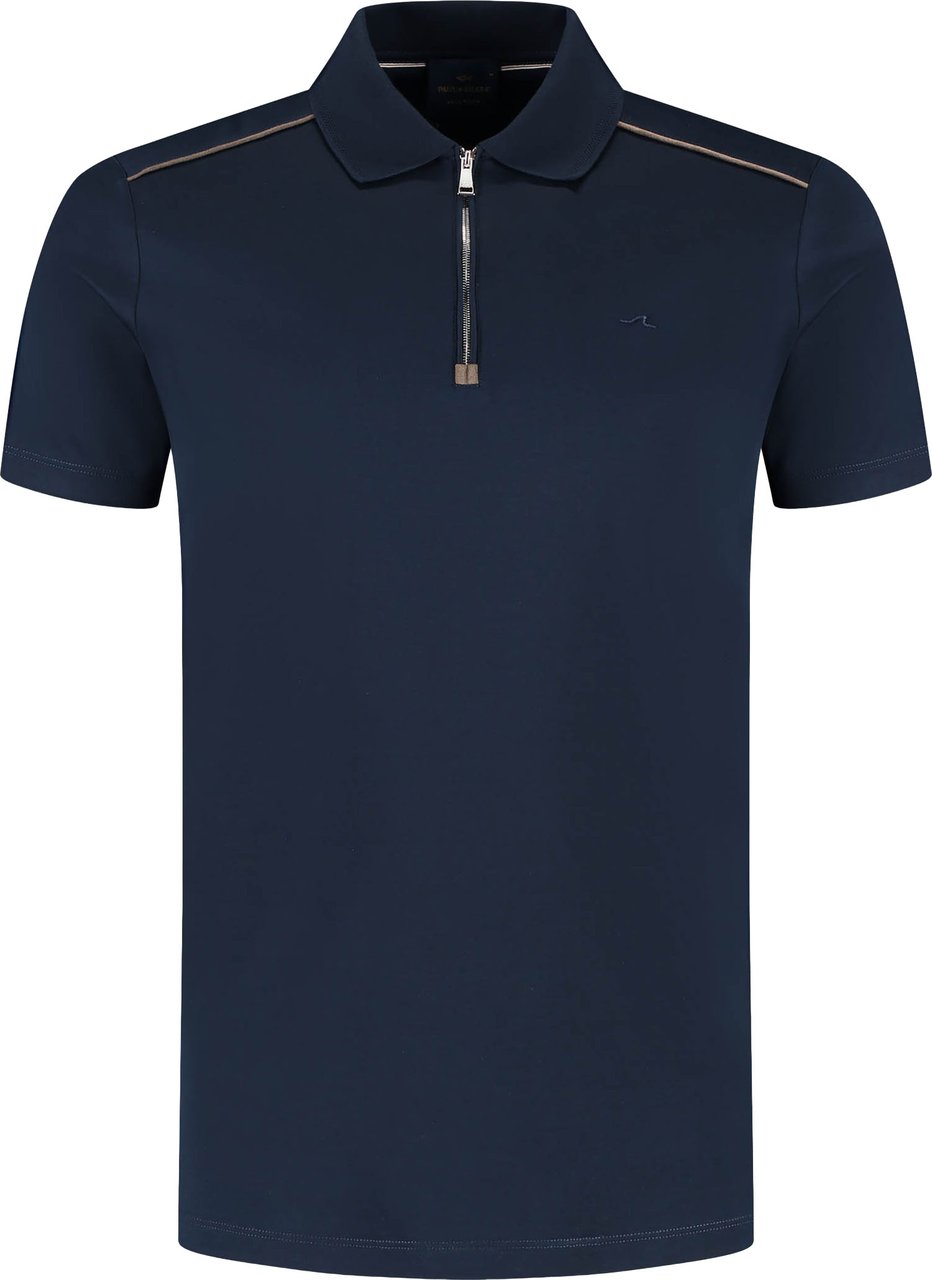 Paul & Shark Men's Knitted Cotton Zipped Polo Shirt Blauw
