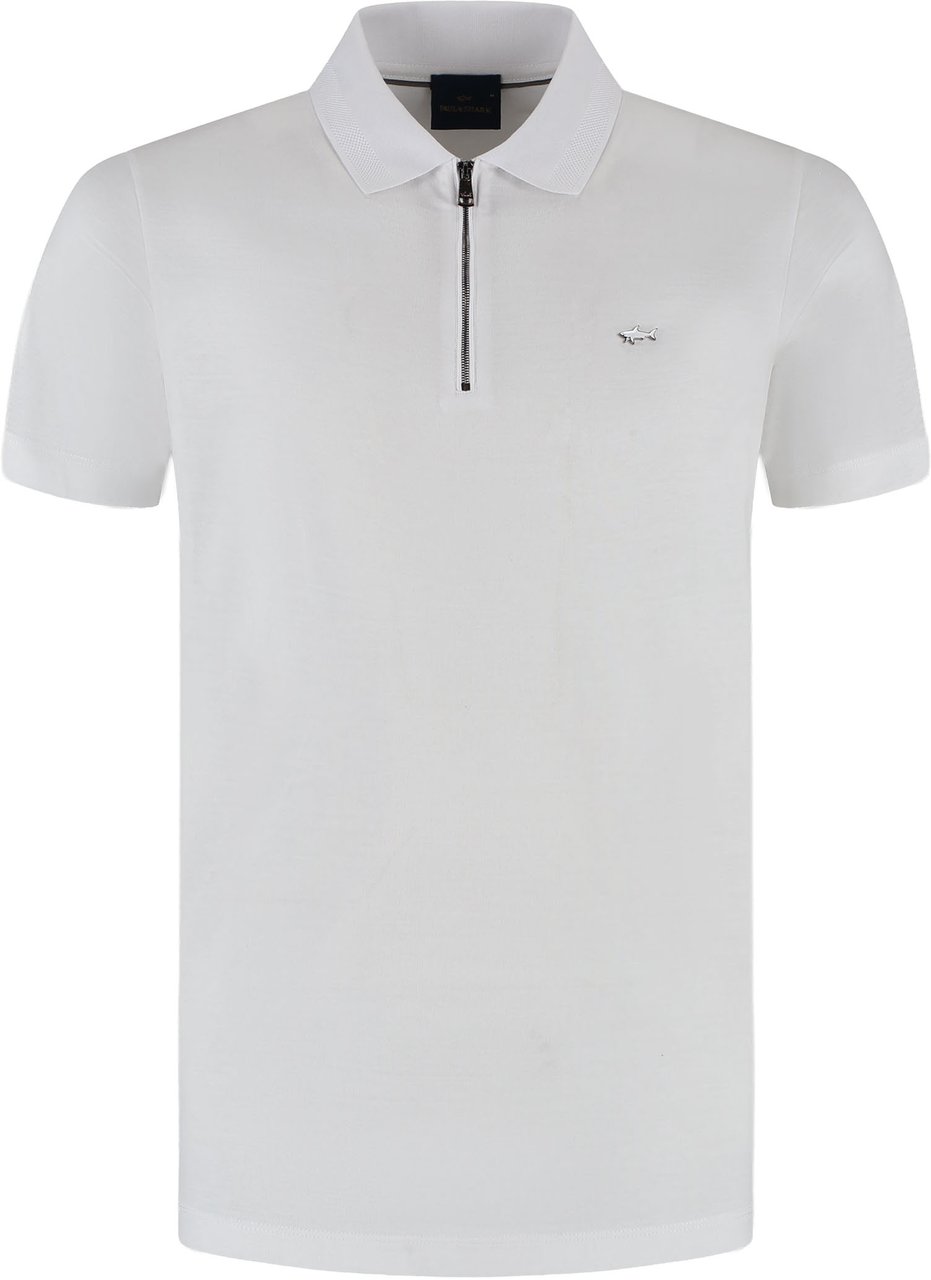 Paul & Shark Men's Knitted Cotton Zipped Polo Shirt Wit