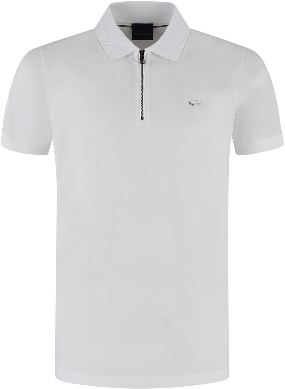 Paul & Shark Men's Knitted Cotton Zipped Polo Shirt Wit
