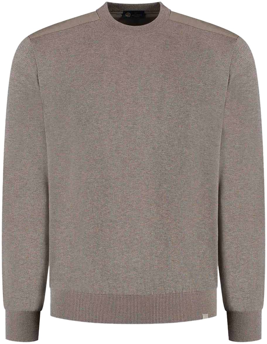 Paul & Shark Mens' Knitted Silk Cotton Round-neck Sweater Bruin