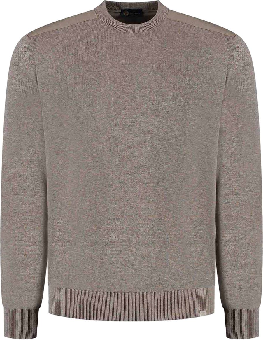 Paul & Shark Mens' Knitted Silk Cotton Round-neck Sweater Bruin