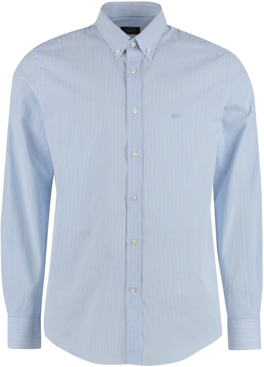 Paul & Shark Striped cotton shirt Lichtblauw