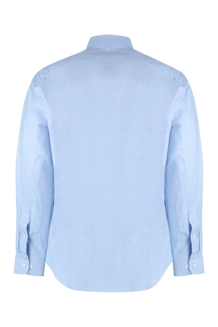 Paul & Shark Linen and cotton shirt Lichtblauw