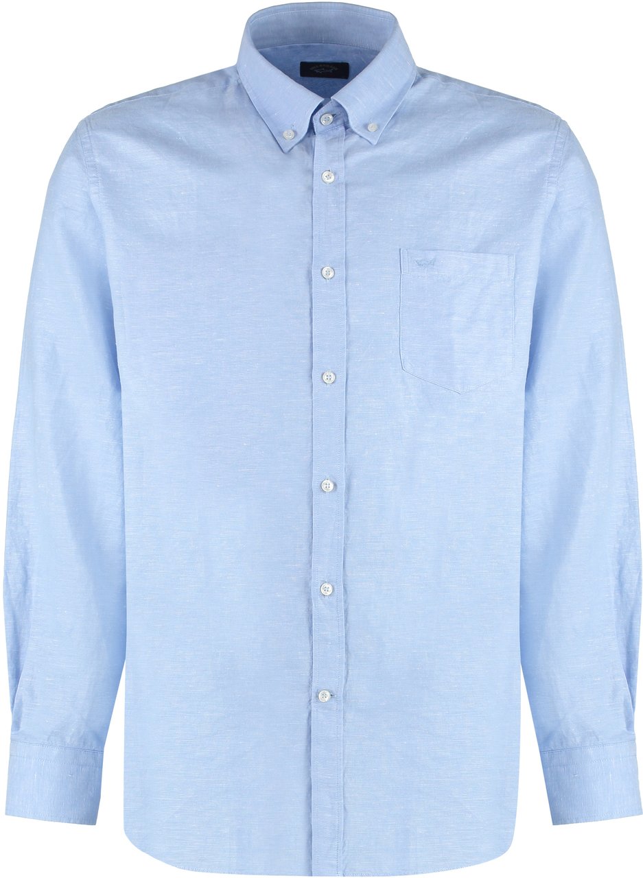 Paul & Shark Linen and cotton shirt Lichtblauw