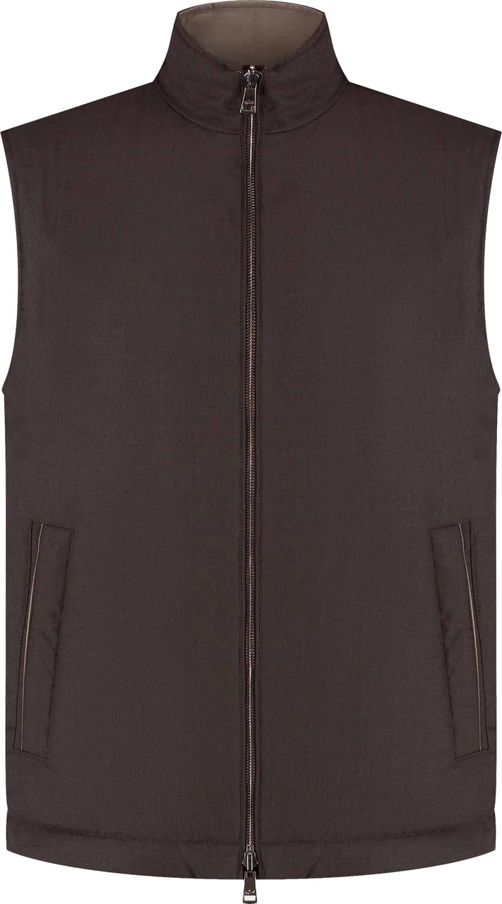 Paul & Shark Men's Woven Reversible Vest Bruin