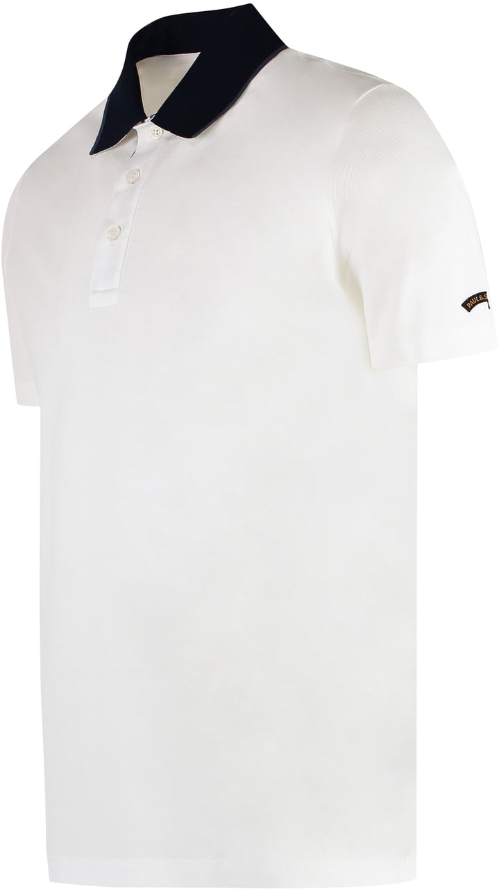 Paul & Shark Short sleeve cotton polo shirt Wit