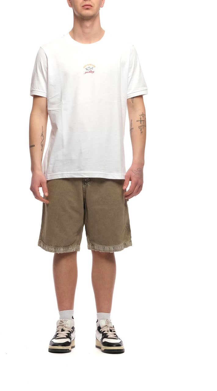 Paul & Shark Basic T-Shirt With Ribbed Crew Neck Wit