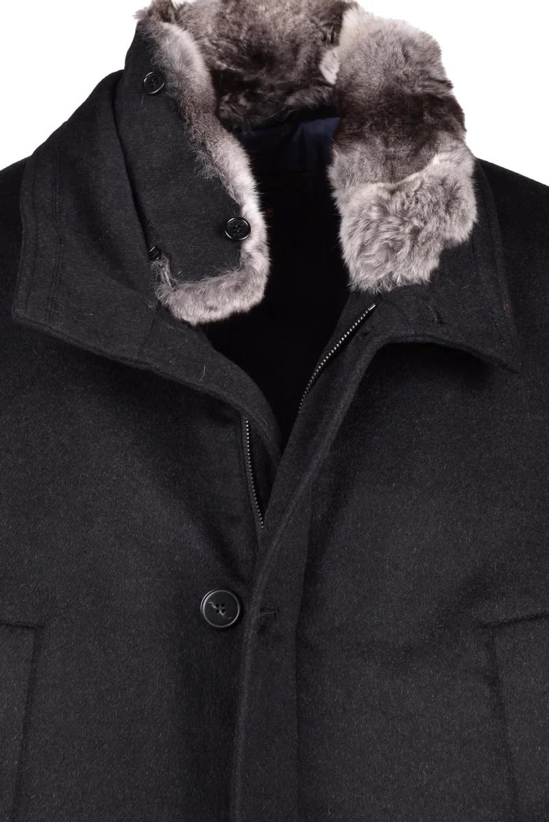 Paul & Shark Parka Cashmere Fur - Black Zwart