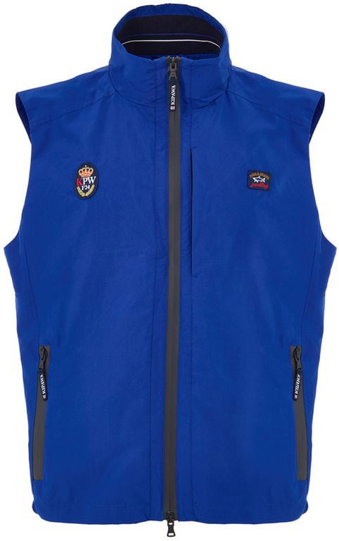 Paul & Shark Blue Polyester Sleveless Jacket Blauw