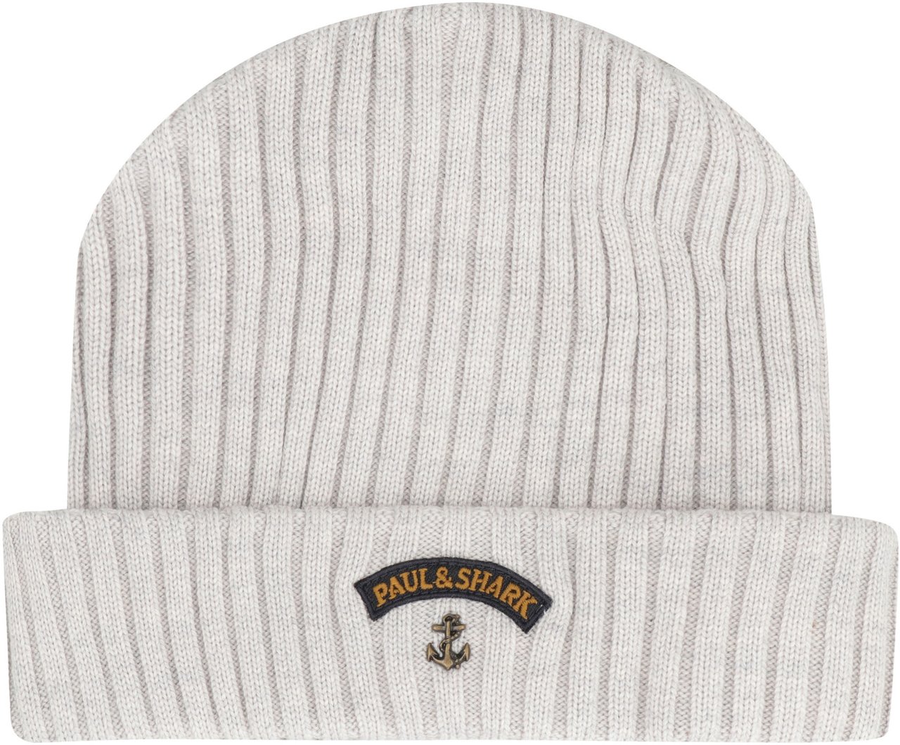 Paul & Shark Ribbed wool beanie Grijs