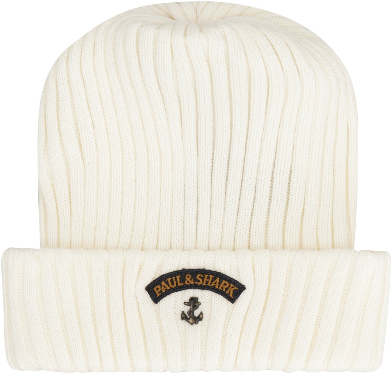 Paul & Shark Ribbed wool beanie Wit