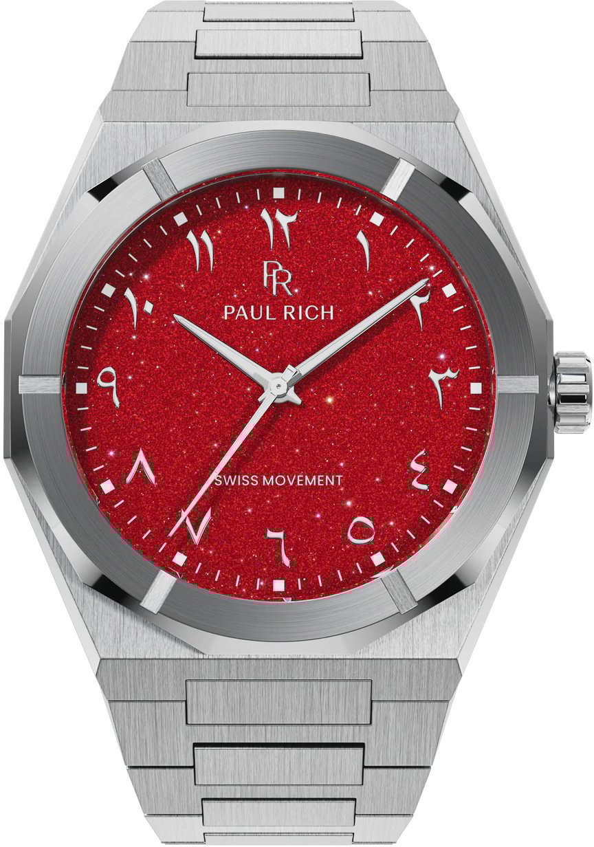 Paul Rich Star Dust II Pasha's Ruby Arabic Silver ARAB207 horloge Rood