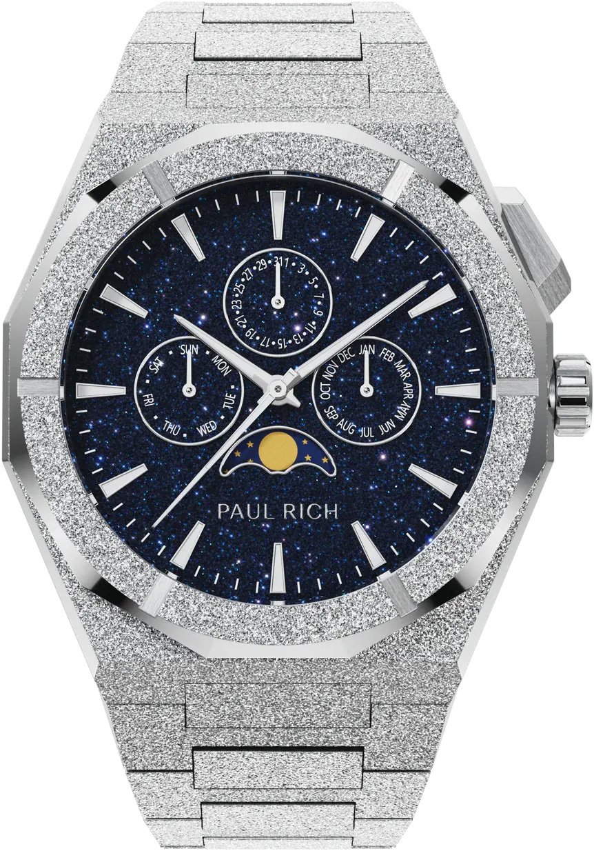 Paul Rich Moonphase Frosted Star Dust II Silver MOON05 horloge Blauw