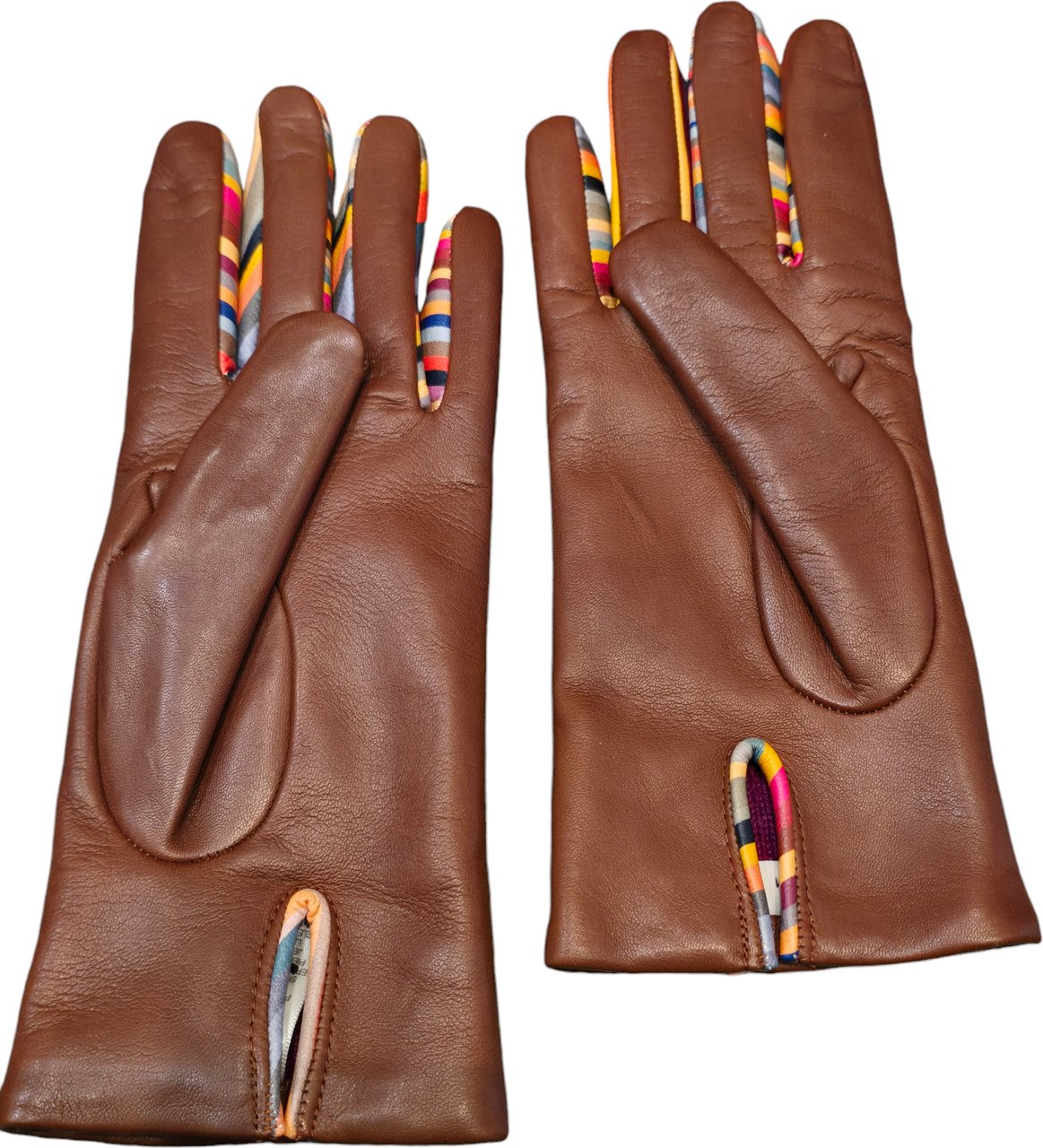 Paul Smith Gants cuir noisette inter doigts bayadère W1A 461E AG931 62 Paul Smith Femme Divers