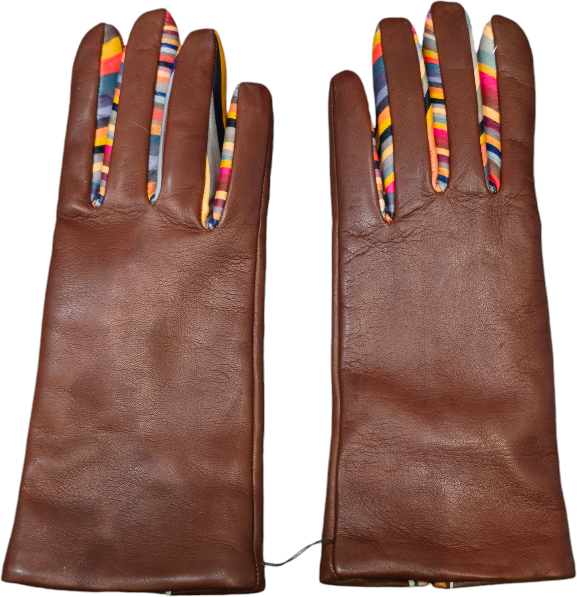 Paul Smith Gants cuir noisette inter doigts bayadère W1A 461E AG931 62 Paul Smith Femme Divers