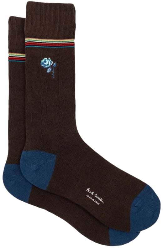 Paul Smith Chaussettes choco Fleur Rose brodée Bleue M1A 380NE N291 66 Paul Smith Homme Divers