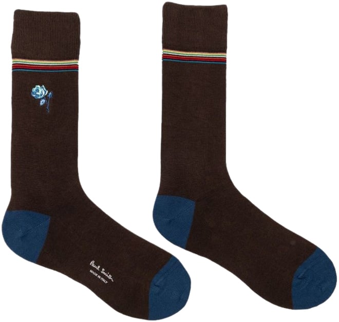 Paul Smith Chaussettes choco Fleur Rose brodée Bleue M1A 380NE N291 66 Paul Smith Homme Divers