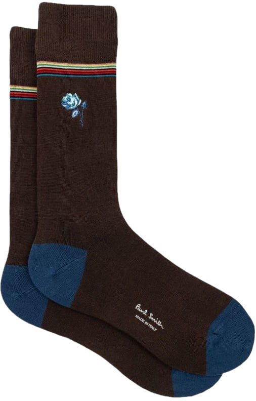 Paul Smith Chaussettes choco Fleur Rose brodée Bleue M1A 380NE N291 66 Paul Smith Homme Divers