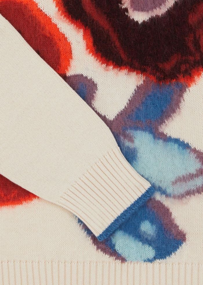 Paul Smith Pull beige grosses fleurs bleu corail coton Paul Smith Femme W2R 607N T31375 04 Beige