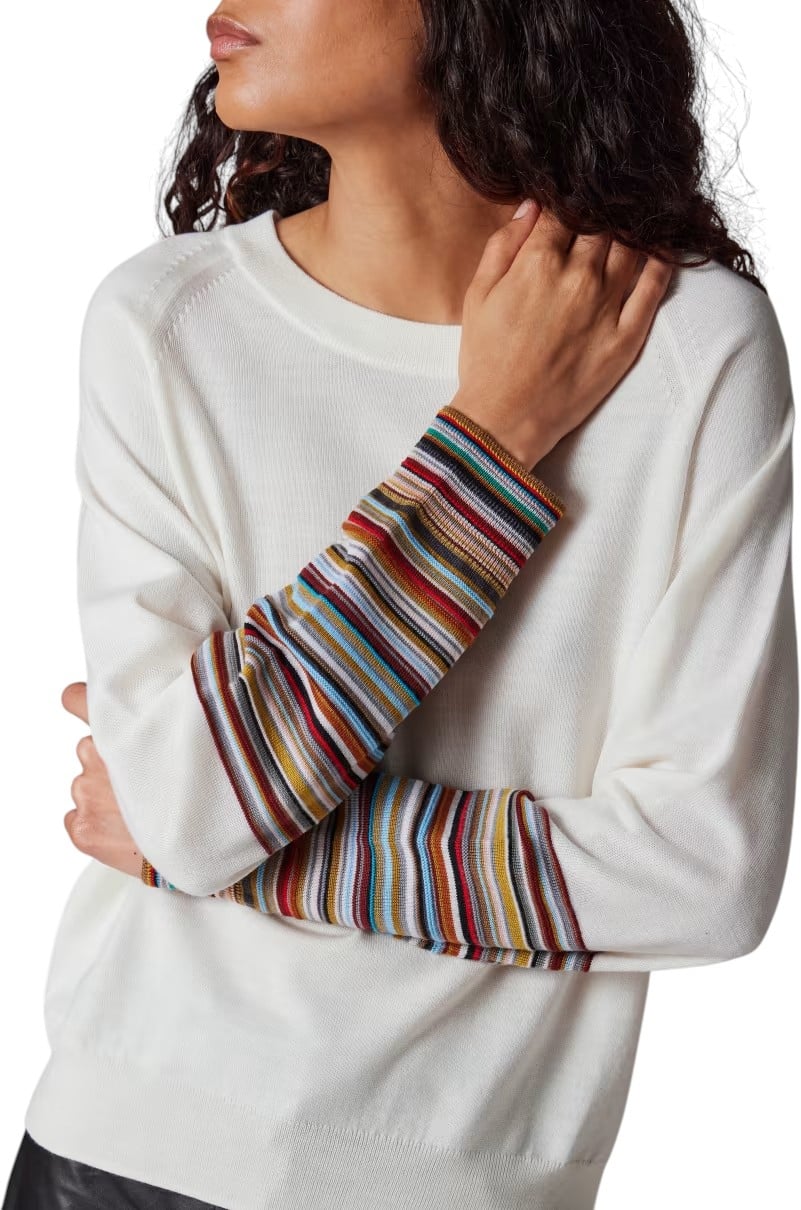 Paul Smith Pull écru col rond poignets bayadère Paul Smith Femme W1R 614N T11145 02 Divers