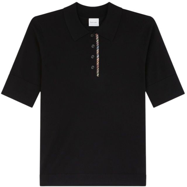 Paul Smith Polo maille noir manches courtes ganse baya col Paul Smith Femme W1R 624N T11181 79 Zwart