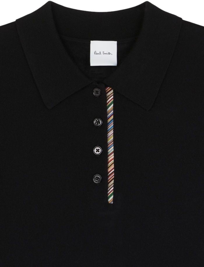 Paul Smith Polo maille noir manches courtes ganse baya col Paul Smith Femme W1R 624N T11181 79 Zwart