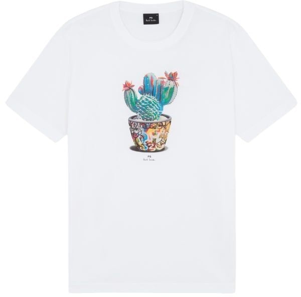 Paul Smith T-shirt blanc pot cactus Paul Smith Homme M2R 011R TP5416 01 Wit
