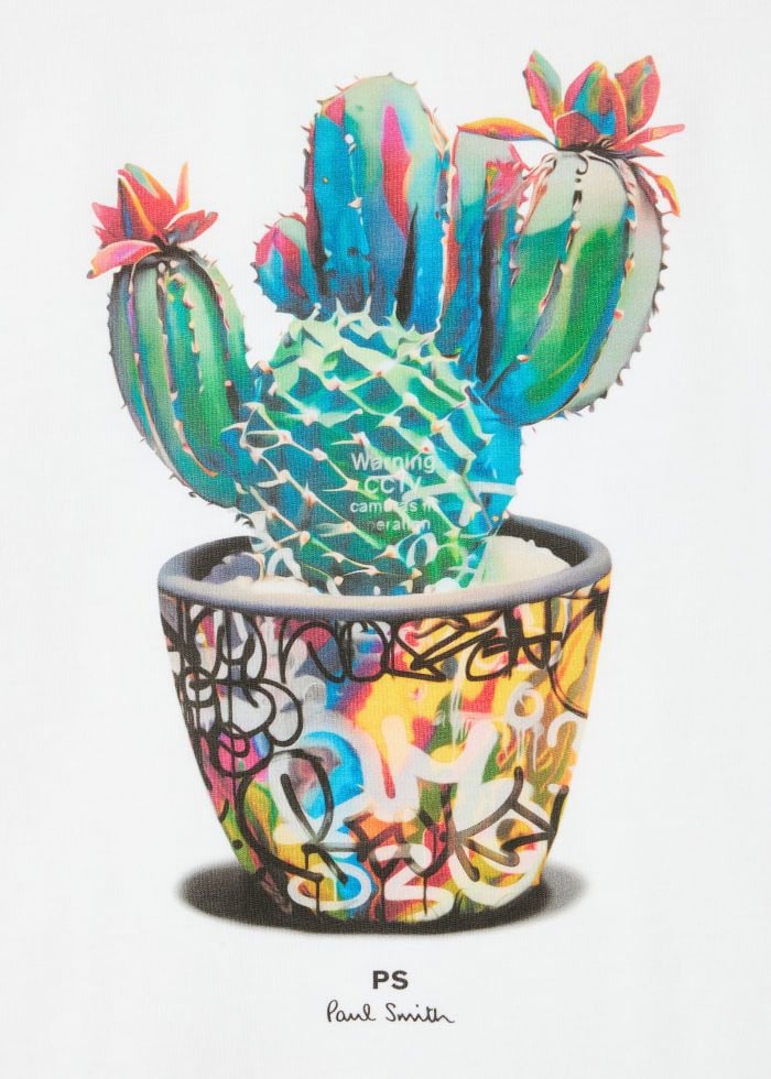 Paul Smith T-shirt blanc pot cactus Paul Smith Homme M2R 011R TP5416 01 Wit