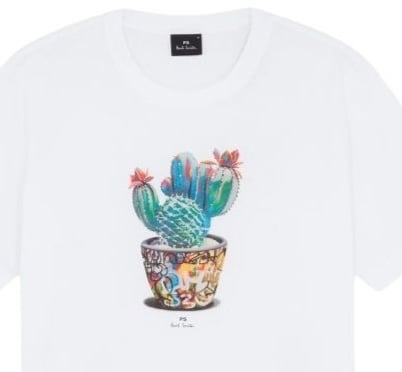 Paul Smith T-shirt blanc pot cactus Paul Smith Homme M2R 011R TP5416 01 Wit