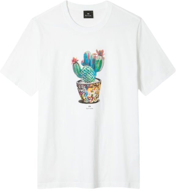 Paul Smith T-shirt blanc pot cactus Paul Smith Homme M2R 011R TP5416 01 Wit
