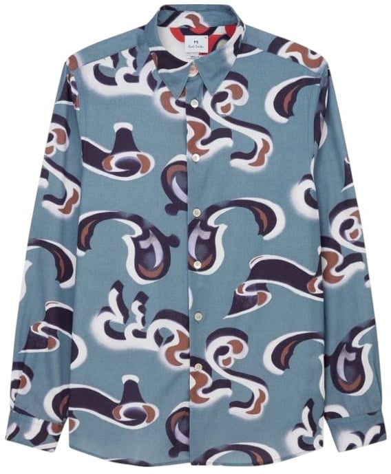 Paul Smith Chemise bleu arabesques taupe blanc navy Paul Smith homme M2R 687U T22496 43 Divers