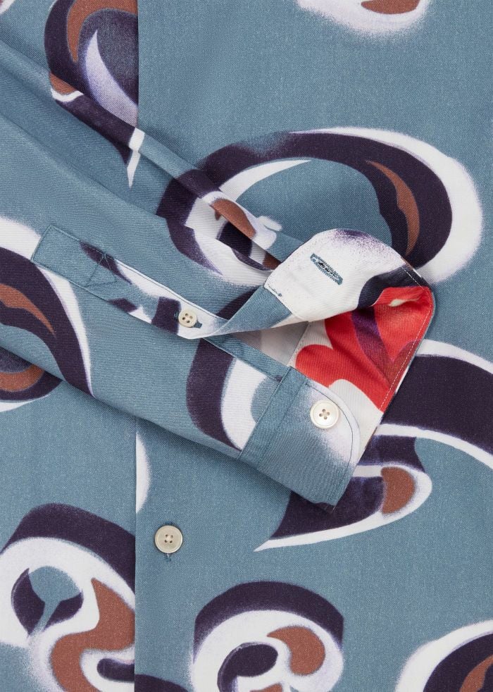 Paul Smith Chemise bleu arabesques taupe blanc navy Paul Smith homme M2R 687U T22496 43 Divers