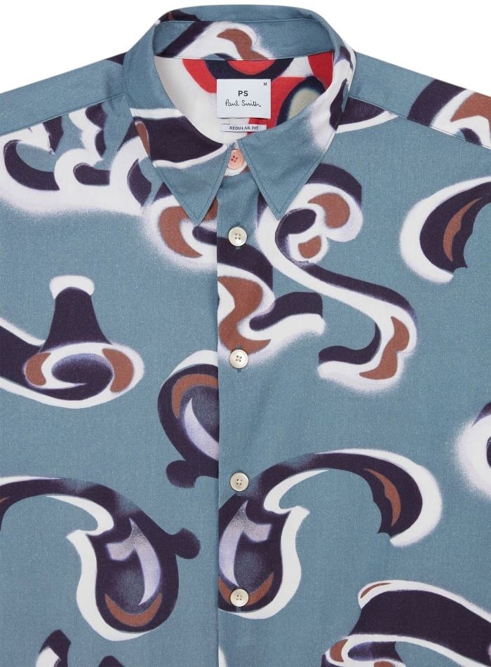 Paul Smith Chemise bleu arabesques taupe blanc navy Paul Smith homme M2R 687U T22496 43 Divers