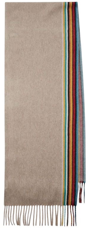 Paul Smith Echarpe unie beige côté baya cachemire  Paul Smith homme femme M1A 150T N172 62 Beige