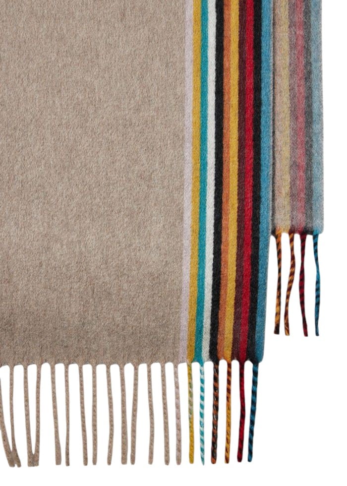 Paul Smith Echarpe unie beige côté baya cachemire  Paul Smith homme femme M1A 150T N172 62 Beige