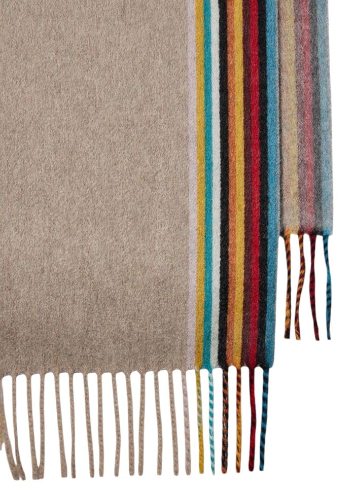 Paul Smith Echarpe unie beige côté baya cachemire  Paul Smith homme femme M1A 150T N172 62 Beige