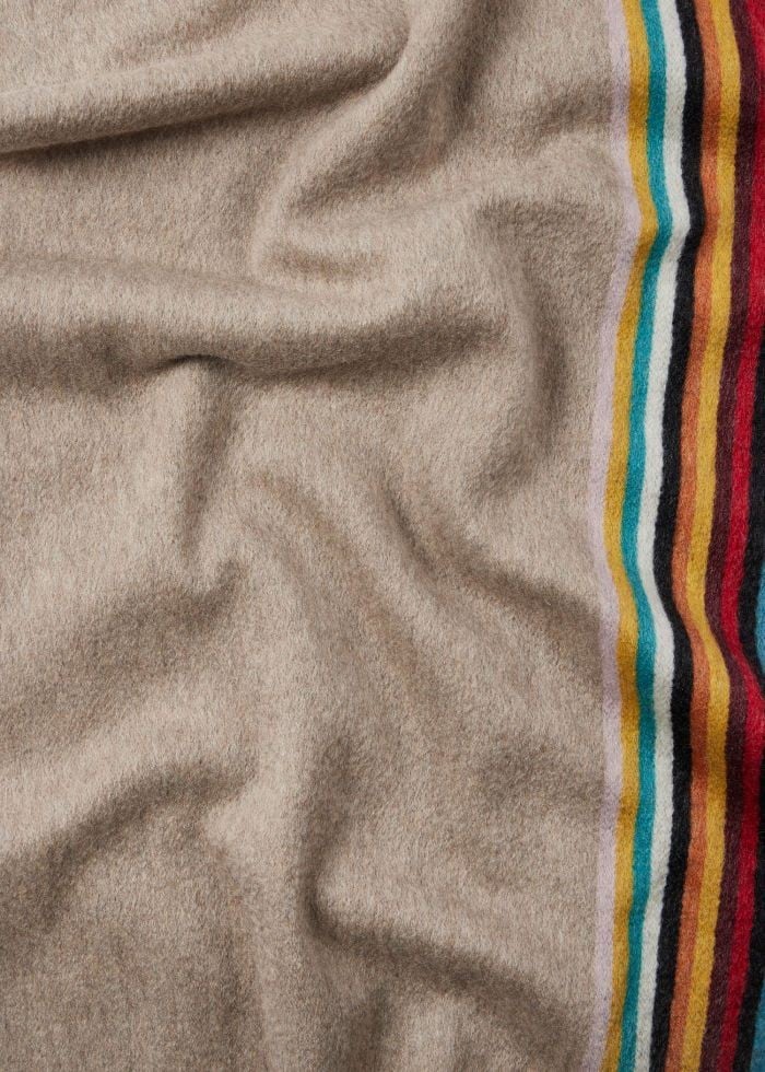 Paul Smith Echarpe unie beige côté baya cachemire  Paul Smith homme femme M1A 150T N172 62 Beige