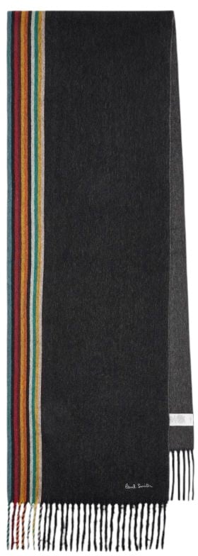 Paul Smith Echarpe unie grise côté baya cachemire  Paul Smith homme femme M1A 150T N172 79A Grijs
