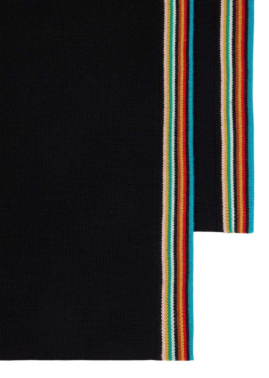 Paul Smith Echarpe laine mérinos noir bande baya  Paul Smith homme et femme M1A 151AL T725 79 Zwart