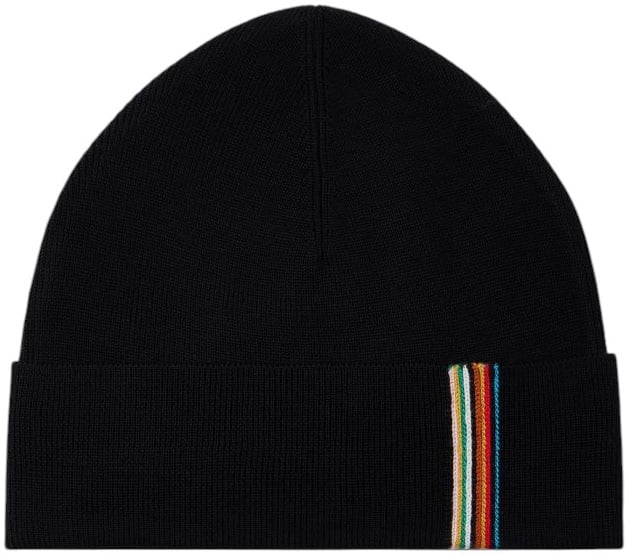 Paul Smith Bonnet laine mérinos noir bande baya v Paul Smith homme M1A 383AL T725 79 Zwart