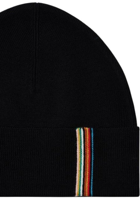 Paul Smith Bonnet laine mérinos noir bande baya v Paul Smith homme M1A 383AL T725 79 Zwart