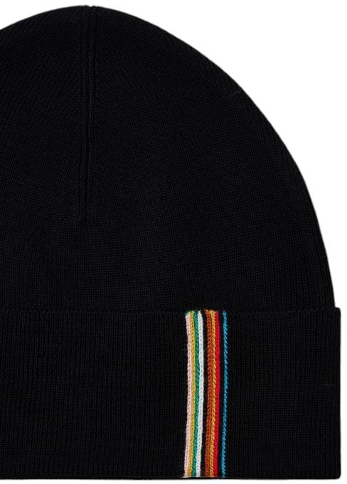 Paul Smith Bonnet laine mérinos noir bande baya v Paul Smith homme M1A 383AL T725 79 Zwart