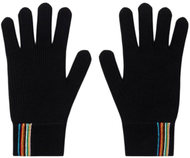 Paul Smith Gants laine mérinos noir bande baya Paul Smith homme M1A 410AL T725 79 Zwart