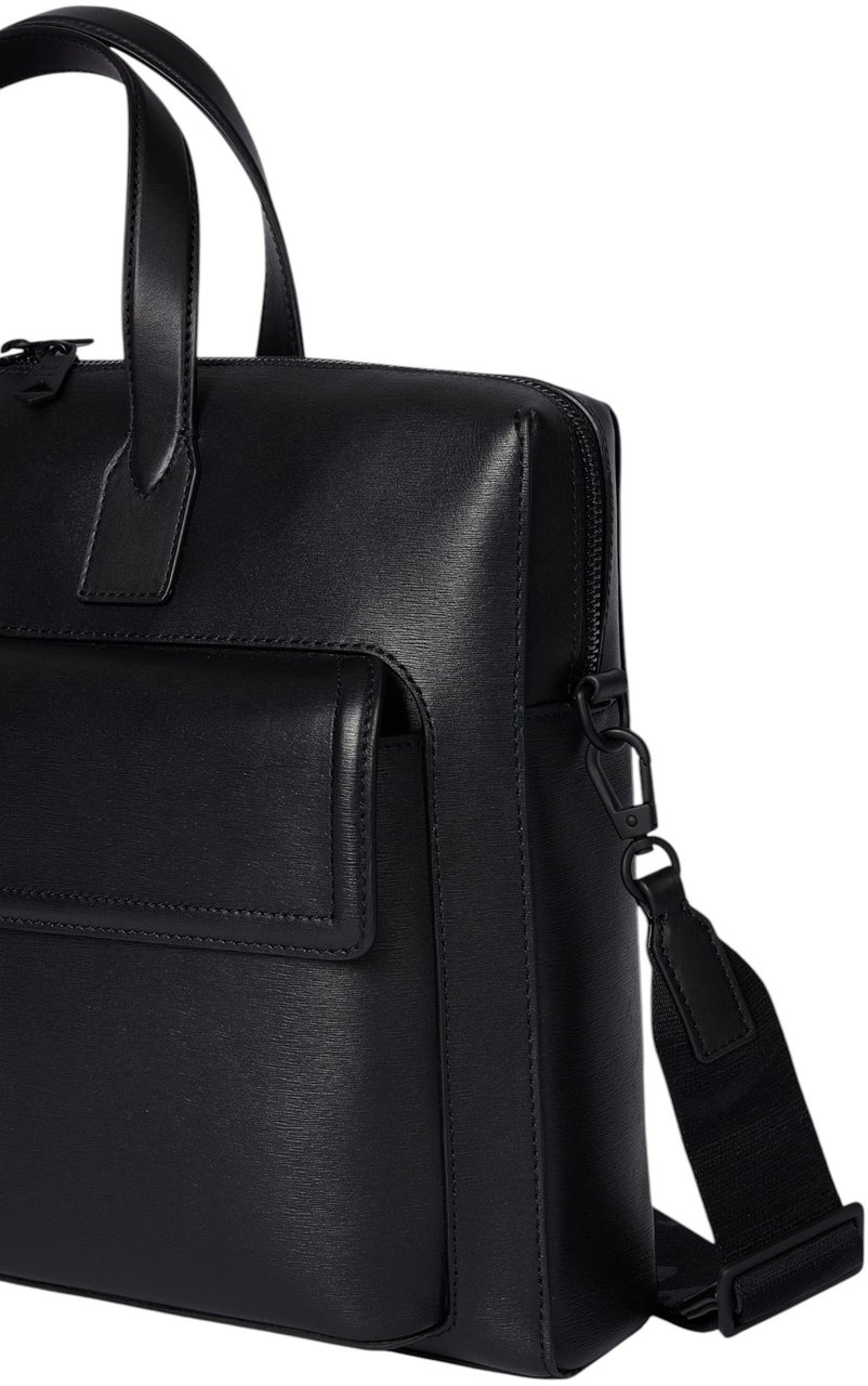 Paul Smith Sac cartable cuir rainuré noir sangle Paul Smith homme M1A 8031 BSGRAI 79 Zwart