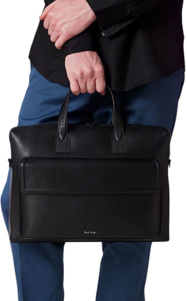 Paul Smith Sac cartable cuir rainuré noir sangle Paul Smith homme M1A 8031 BSGRAI 79 Zwart