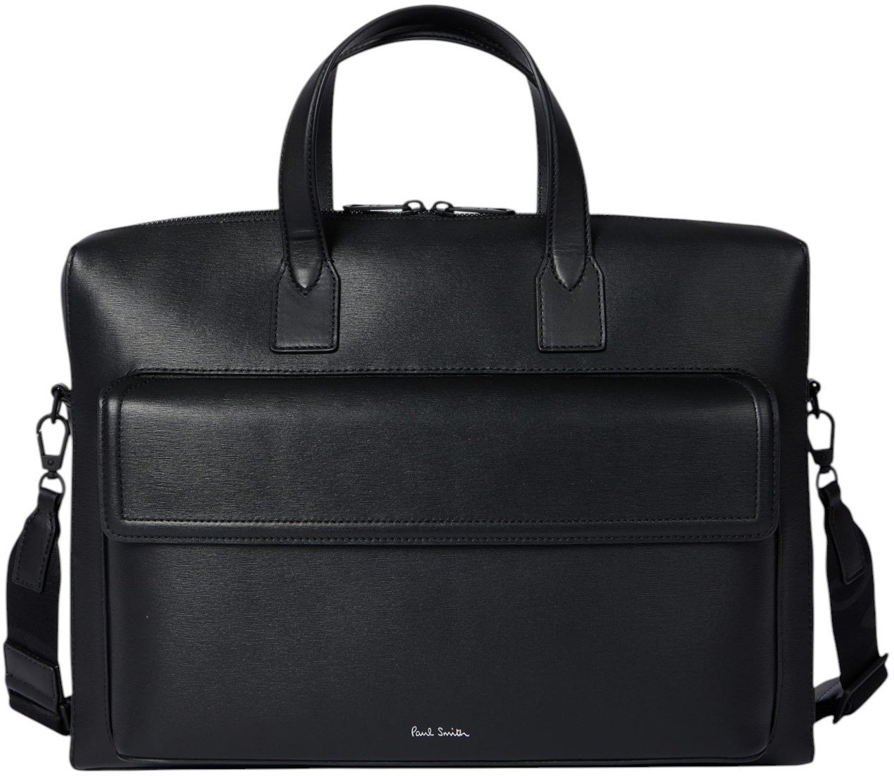 Paul Smith Sac cartable cuir rainuré noir sangle Paul Smith homme M1A 8031 BSGRAI 79 Zwart